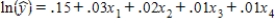 A logistic regression equation is   . ​  a.What is the estimated odds ratio for the event of interest occurring when x<sub>1</sub> = 30,x<sub>2</sub> = 60,x<sub>3</sub> = 8,and x<sub>4</sub> = 4? b.What is the estimated probability of the event described in part a?