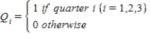 Regression analysis was used to develop the following equation from 60 observations of quarterly data:   = 2500 − 3t− 3Q<sub>1</sub> + 2Q<sub>2</sub> + 5Q<sub>3</sub>,where   Forecast the next four quarters.