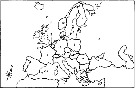 COMPLETION Locate the following places by reference number on the map:   ____ The nation that,when invaded in 1939,touched off the formal onset of World War II.<div style=padding-top: 35px> 