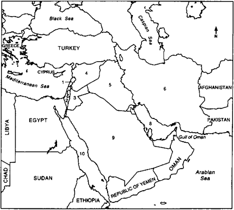 Locate the following places by reference number on the map:    -____ The Red Sea
