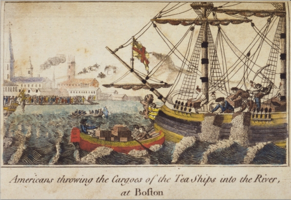 The following questions are based on the image below.     Library of Congress Prints and Photographs Division [LC-USZC4-538] -The British response to events like the one pictured here A)  helped consolidate European support for the British crown. B)  were based on the British commitment to the Enlightenment. C)  attempted to counteract the colonists financial advantages. D)  strengthened the resolve of more colonists to resist British policies.