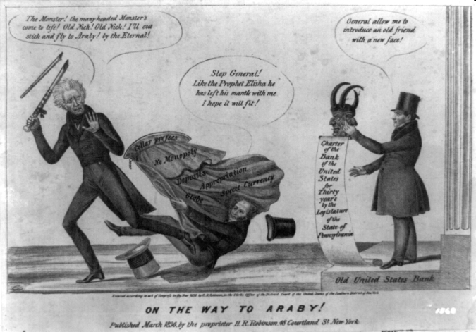 Library of Congress Prints and Photographs Division[ LC-USZ62-1568]     Using the cartoon above,answer parts a,b,and c. a)Explain the point of view reflected in the cartoon above regarding Andrew Jackson and the Bank of the United States. b)Briefly explain how ONE element of the cartoon expresses the point of view you identified in part a. c)Explain how the point of view you identified in part a helped to shape ONE specific United States government action between 1832 and 1840.