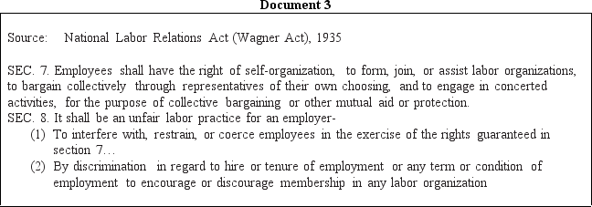 DOCUMENT BASED DBQ Directions Directions: These questions are based on the accompanying documents.The documents have been edited for the purpose of this exercise. In your response you should do the following: •State a relevant thesis that directly addresses all parts of the question. •Support the thesis or a relevant argument with evidence from all,or all but one,of the documents. •Incorporate analysis of all,or all but one,of the documents into your argument. •Focus your analysis of each document on at least one of the following: intended audience,purpose,historical context,and/or point of view. •Support your argument with analysis of historical examples outside the documents. •Connect historical phenomena relevant to your argument to broader events or processes. •Synthesize the elements above into a persuasive essay that extends your argument,connects it to a different historical context,or accounts for contradictory evidence on the topic. Evaluate the role of the New Deal in shaping political alignments and party systems in the United States during the period from 1932 to 1940.              <div style=padding-top: 35px> 