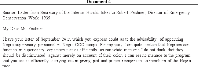 DOCUMENT BASED DBQ Directions Directions: These questions are based on the accompanying documents.The documents have been edited for the purpose of this exercise. In your response you should do the following: •State a relevant thesis that directly addresses all parts of the question. •Support the thesis or a relevant argument with evidence from all,or all but one,of the documents. •Incorporate analysis of all,or all but one,of the documents into your argument. •Focus your analysis of each document on at least one of the following: intended audience,purpose,historical context,and/or point of view. •Support your argument with analysis of historical examples outside the documents. •Connect historical phenomena relevant to your argument to broader events or processes. •Synthesize the elements above into a persuasive essay that extends your argument,connects it to a different historical context,or accounts for contradictory evidence on the topic. Evaluate the role of the New Deal in shaping political alignments and party systems in the United States during the period from 1932 to 1940.              <div style=padding-top: 35px> 