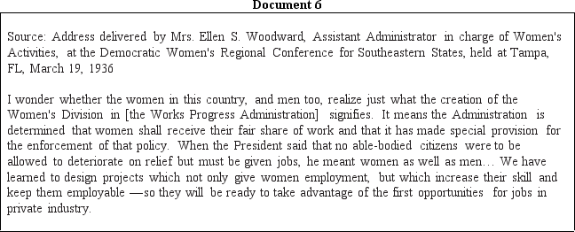 DOCUMENT BASED DBQ Directions Directions: These questions are based on the accompanying documents.The documents have been edited for the purpose of this exercise. In your response you should do the following: •State a relevant thesis that directly addresses all parts of the question. •Support the thesis or a relevant argument with evidence from all,or all but one,of the documents. •Incorporate analysis of all,or all but one,of the documents into your argument. •Focus your analysis of each document on at least one of the following: intended audience,purpose,historical context,and/or point of view. •Support your argument with analysis of historical examples outside the documents. •Connect historical phenomena relevant to your argument to broader events or processes. •Synthesize the elements above into a persuasive essay that extends your argument,connects it to a different historical context,or accounts for contradictory evidence on the topic. Evaluate the role of the New Deal in shaping political alignments and party systems in the United States during the period from 1932 to 1940.              <div style=padding-top: 35px> 