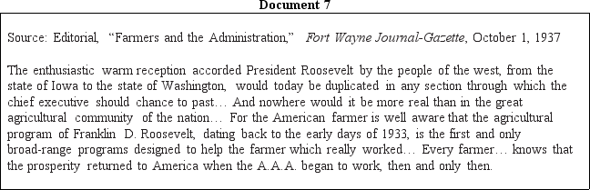 DOCUMENT BASED DBQ Directions Directions: These questions are based on the accompanying documents.The documents have been edited for the purpose of this exercise. In your response you should do the following: •State a relevant thesis that directly addresses all parts of the question. •Support the thesis or a relevant argument with evidence from all,or all but one,of the documents. •Incorporate analysis of all,or all but one,of the documents into your argument. •Focus your analysis of each document on at least one of the following: intended audience,purpose,historical context,and/or point of view. •Support your argument with analysis of historical examples outside the documents. •Connect historical phenomena relevant to your argument to broader events or processes. •Synthesize the elements above into a persuasive essay that extends your argument,connects it to a different historical context,or accounts for contradictory evidence on the topic. Evaluate the role of the New Deal in shaping political alignments and party systems in the United States during the period from 1932 to 1940.