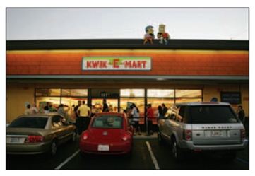 FIGURE 16-10   -What is a product placement (like the 7-Eleven  Kwik-E-Mart ) shown in Figure 16-10 above? Discuss two reasons why firms use them.