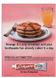 FIGURE 5-9   -In Figure 5-9 above, what approach did Colgate marketers use to encourage consumer towards its product? A) Change beliefs about the extent to which a brand has certain attributes. B) Change the perceived importance of attributes. C) Adding new attributes to the product. D) Develop automatic responses through repeated exposure. E) Reduce consumers risk and encourage purchases.