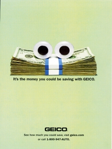   -The Geico ad shown above is <u>MOST LIKELY</u> an example of which type of appeal? A) reminder B) fear C) sex D) cognitive E) humor