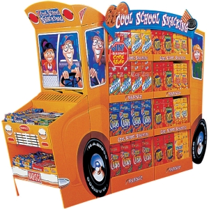   Nabisco Sales Promotion Image -The Nabisco sales promotion image above was seen in grocery stores throughout the U.S.The Nabisco bus was designed to promote its Ritz and other cracker products.The goal of the sales promotion was to maximize the consumers' attention to lunch box and after-school snacks.The  bus,  which provided storage for the featured products,was placed in a high-traffic area of the store.This type of sales promotion is referred to as __________. A) a sample B) a freestanding insert C) a point-of-purchase display D) a premium E) a deal