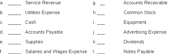 Indicate in the space provided by each item whether it would appear on the income statement (IS), balance sheet (BS), or retained earnings statement (RE):  