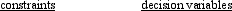 The graphical approach to solving a linear programming problem becomes much more complex when there are more than two   A)  yes no B)  no yes C)  yes yes D)  no no