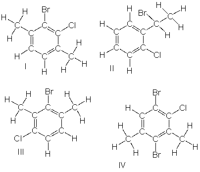 Which of the following compounds are constitutional isomers of each other?   A)  I and II B)  III and IV C)  I, II and IV D)  II, III and IV E)  I, II, and III