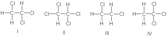 Which of the following compounds are constitutional isomers of each other?   A)  I and II B)  III and IV C)  II and III D)  I and IV E)  All of these
