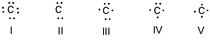 What is the correct Lewis dot structure for C?   A)  I B)  II C)  III D)  IV E)  V