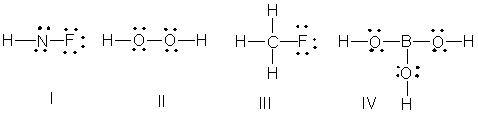 Which of the following structures have a formal charge on at least one atom?   A)  I B)  II C)  III D)  IV E)  None of these