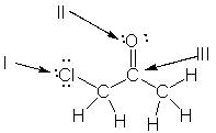  Which of the following is the correct representation of partial charges at the indicated atoms?   A)  I =  \delta +; II =  \delta +; III =  \delta + B)  I =  \delta -; II =  \delta -; III =  \delta - C)  I =  \delta +; II =  \delta +; III =  \delta - D)  I = \delta -; II =  \delta -; III =  \delta + E)  I =  \delta +; II =  \delta -; III =  \delta + 