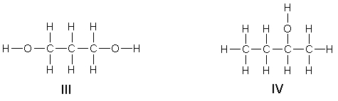 Rank the following compounds in decreasing order of boiling point.     A)  III > I > IV > II B)  II > IV > III > I C)  III > I > II > IV D)  IV > II > I > III E)  I > III > II > IV