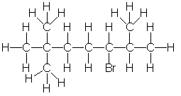 Which of the following is the correct condensed structure for the following compound?   A)  CH<sub>3</sub>C(CH<sub>3</sub>) <sub>2</sub>(CH<sub>2</sub>) <sub>2</sub>(CH) BrC(CH<sub>3</sub>) <sub>2</sub> B)  CH<sub>3</sub>CH<sub>3</sub>CH<sub>3</sub>C(CH<sub>2</sub>) <sub>2</sub>C(CH<sub>3</sub>) <sub>2</sub>CHBr C)  (CH<sub>3</sub>) <sub>3</sub>C(CH<sub>2</sub>) <sub>3</sub>BrCHCH<sub>3</sub>CH<sub>3</sub> D)  CH<sub>3</sub>CH<sub>3</sub>CH<sub>3</sub>C(CH<sub>2</sub>) <sub>2</sub>CHBrCHCH<sub>3</sub>CH<sub>3</sub> E)  (CH<sub>3</sub>) <sub>3</sub>C(CH<sub>2</sub>) <sub>2</sub>CHBrCH(CH<sub>3</sub>) <sub>2</sub>