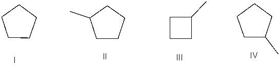 Which of the following bond-line structures are of the same compound?   A)  I and II B)  II and III C)  III and IV D)  II and IV E)  None of these
