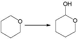 For the following equation, how many hydrogen atoms are added or lost?   A)  added one B)  added two C)  lost one D)  lost two E)  no change