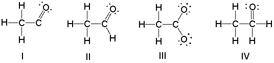 Which of the following is the correct Lewis structure for the following compound?     A)  I B)  II C)  III D)  IV E)  none of these