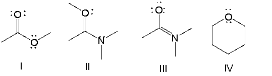 Which of the following compounds have +1 as a formal charge on an oxygen atom?   A)  I B)  II C)  III D)  IV E)  Both I and IV