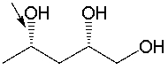The indicated bond in the following compound is_____ of the paper.   A)  in the plane B)  out of the plane C)  behind the plane D)  None of these