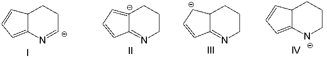 Which of the following is/are correct resonance structure(s)  for compound A?     A)  I and II B)  II and III C)  III and IV D)  I and III E)  I and IV