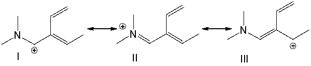 Which of the following is/are the most significant resonance structure(s) ?   A)  I B)  II C)  III D)  I and III E)  all of these