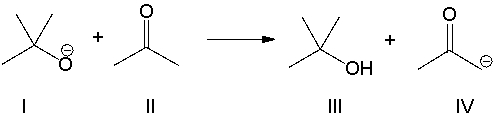 For the following reaction, which reactant functions as a base?   A)  I B)  II C)  III D)  IV E)  none of the above