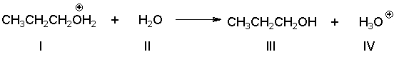 Identify the Brønsted-Lowry acid in the following reaction.   A)  I B)  II C)  III D)  IV E)  none of the above