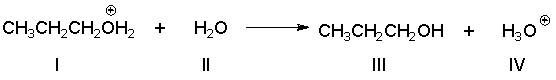 Identify the conjugate acid in the following reaction.   A)  I B)  II C)  III D)  IV E)  none of the above