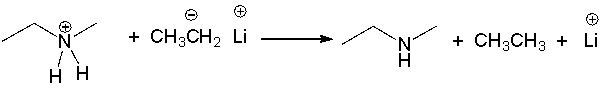 For the following reaction label the acid, base, conjugate acid and conjugate base.  