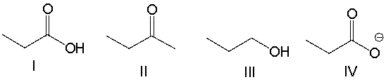 Which of the following compounds is most acidic?   A)  I B)  II C)  III D)  IV
