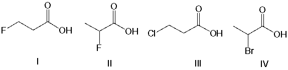 Which of the following compounds is most acidic?   A)  I B)  II C)  III D)  IV