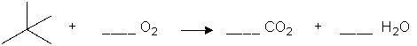 Complete the following combustion reaction, assuming that only CO<sub>2</sub> and H<sub>2</sub>O are formed.  