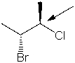 Draw a Newman projection for the following compound as viewed down the indicated bond in the conformation shown.  
