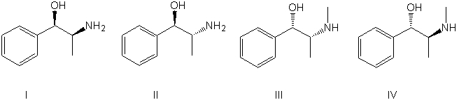 Which of the following choices is a diastereomer of the first structure shown?     A)  I B)  II C)  III D)  IV