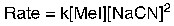 Given the following rate law, what is the order of the reaction with respect to sodium cyanide?  
