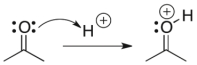 For the following reaction step, indicate which pattern of arrow pushing it represents.   A)  proton transfer B)  loss of leaving group C)  nucleophilic attack D)  rearrangement