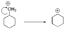 For the following reaction step, indicate which pattern of arrow pushing it represents.   A)  proton transfer B)  loss of leaving group C)  nucleophilic attack D)  rearrangement