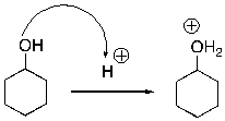 For the following reaction step, indicate which pattern of arrow pushing it represents.   A)  proton transfer B)  loss of leaving group C)  nucleophilic attack D)  rearrangement