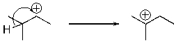 For the following reaction step, indicate which pattern of arrow pushing it represents.   A)  proton transfer B)  loss of leaving group C)  nucleophilic attack D)  rearrangement