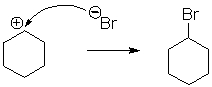 For the following reaction step, indicate which pattern of arrow pushing it represents.   A)  proton transfer B)  loss of leaving group C)  nucleophilic attack D)  rearrangement