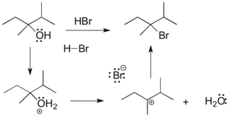 The following reaction has three mechanistic steps. Draw all curved arrows necessary to complete the mechanism.  