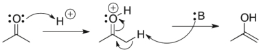 Identify the sequence of curved arrows (electron movement)  in the steps of the following reaction.   A)  proton transfer, proton transfer B)  proton transfer, loss of leaving group C)  nucleophilic attack, proton transfer D)  proton transfer, nucleophilic attack