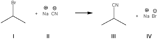 What is the electrophile in the following reaction?   A)  I B)  II C)  III D)  IV