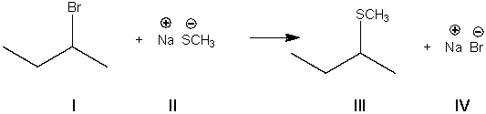 What is the electrophile in the following reaction?   A)  I B)  II C)  III D)  IV