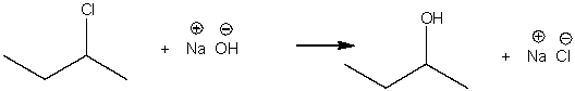 For the following reaction, label the nucleophile, electrophile, and leaving group.  